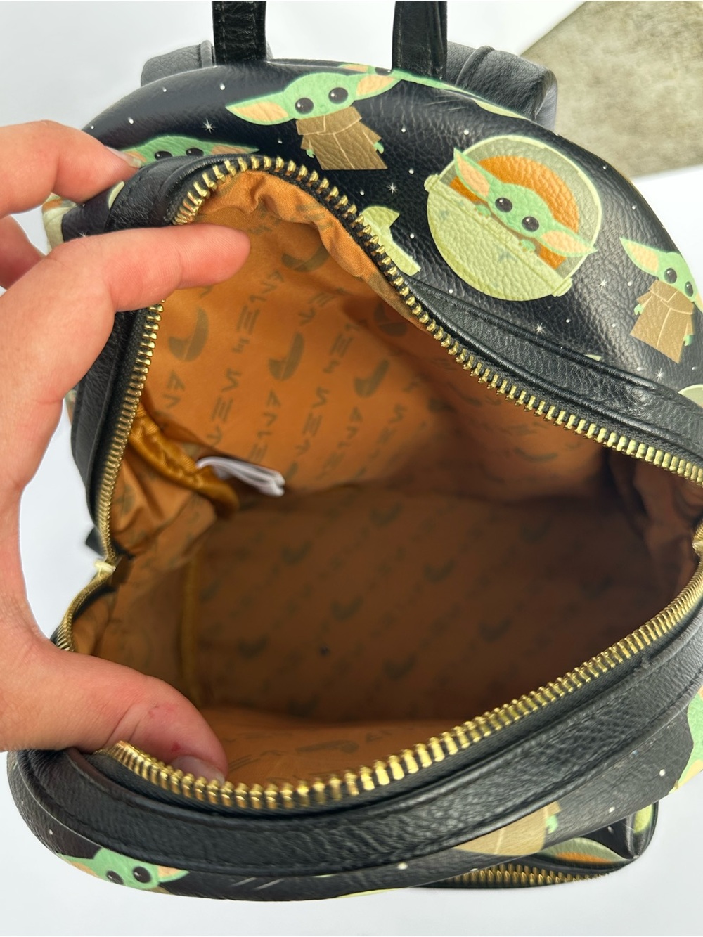 Loungefly Black Grogu Pattern Mini Backpack - Picture 5 of 10
